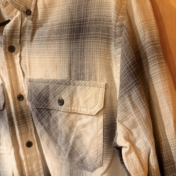 Ocean Coast Shirt Mens Large Orca Grey/White Plaid Flannel Button - Picture 5 of 6